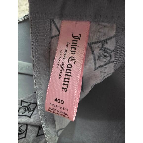 Juicy Couture Bra 40D Womens Plus Size Underwired Padded Grey Logo Print - Picture 4 of 4